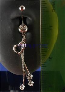 13 Diff 14g Long Dangle CZ Belly Ring Navel Barbells Hot Auction Sale