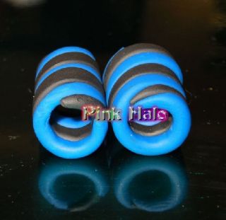 Dread Beads Handmade Polymer Clay Fimo Spiral Wrap Blue and Black