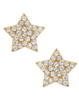 CRISLU Earrings, 18k Gold Over Sterling Silver Cubic Zirconia Star