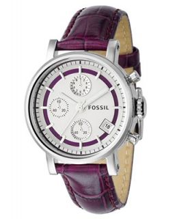 Fossil Watch, Womens Chronograph Purple Leather Strap 38mm ES2239