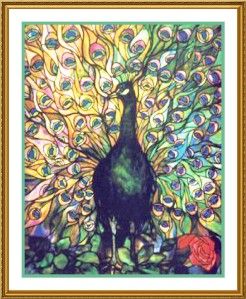 Peacocks Glory by Louis Comfort Tiffany Counted Cross Stitch Chart