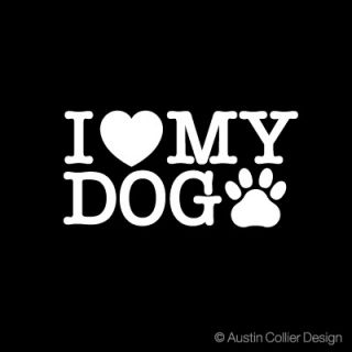 Love My Dog Decal Car Sticker Dog Breed Paw Print