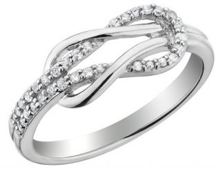 Diamond Love Knot Promise Ring 1 10 Carat CTW in Sterling Silver