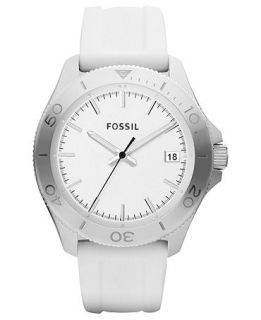 Fossil Watch, Mens Retro Traveler White Silicone Strap 44mm AM4471
