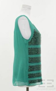 Green Paillette Embellished Silk Lucienne Shell Size 8 New