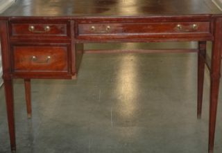 Antique Sligh Lowry Leather Top Mahogany Writing Desk 44 x 23 Deep x