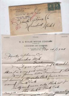 Oldhal Sheboygan Wi 1921 Letter Knaak Motor Company