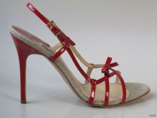 New $468 Luciano Padovan Red Bow Strappy Sandals Heels Shoes Sexy