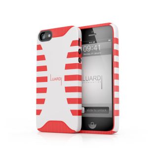 Dual Rubber Plastic Case for iPhone 5 White Red from Brookstone