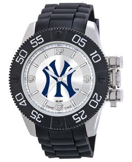 Game Time Watch, Mens New York Yankees Black Polyurethane Strap 47mm
