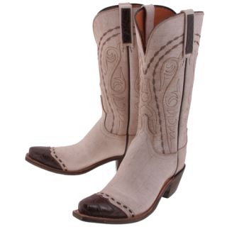 Lucchese Cream Caiman Crocodile Womens Western Cowboy Boots