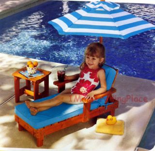 New KidKraft Kid Lounge Set Solid Wood Chair Table Umbrella Patio Pool
