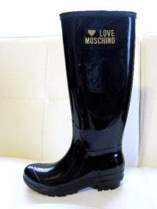 Auth Brand New Moschino Black Rain Boots Love Moschino Size 7 37 Shoes