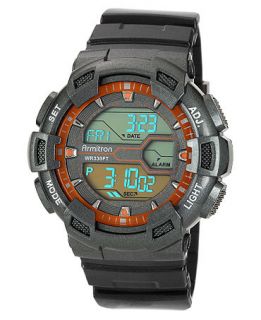 Armitron Watch, Mens Digital Black Polyurethane Strap 47x49mm 40