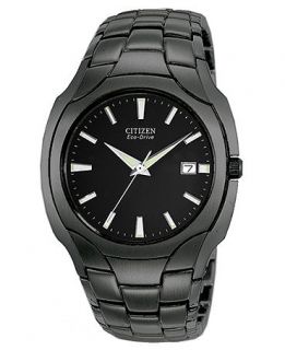 Citizen Watch, Mens Eco Drive Ion Plated Black Stainless Steel