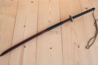 Luna God Japanese Katana Sword w Steel Chain Brown 41