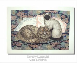 Lundquist Etching Cats and Pillows s N Retail $100