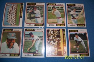 1974 Topps Boston Red Sox Team Set of 30 Cards Yaz Fisk