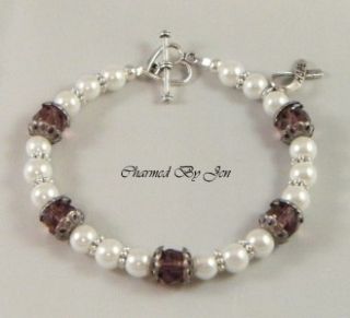 LUPUS Awareness Czech Glass & Pearl Bracelet w/ Ribbon Charm