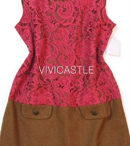 Lovely Magenta Camel Lace Wool Blend People Dress w Free Anthropologie
