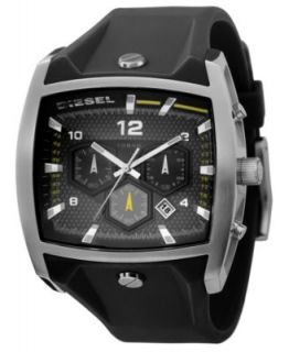 Diesel Watch, Chronograph Black Leather Strap 56x52mm DZ7192   All