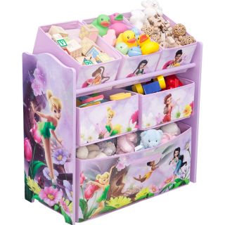 Disney Fairies 6 Bins Toy Organizer Kid Childrends Toy Box Bin Storage