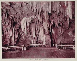 1893 Print Luray Caverns Cave Formation Ballroom VA