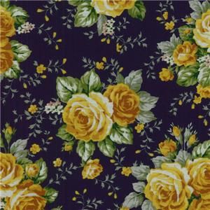 Tyler Texas Rose Parade Shabby Floral Fabric Bom Quilt Kit Blue Yellow