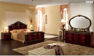Luxor Mahogany Gold 5 PC Traditional European Queen Bedroom Set
