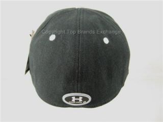 Mens Under Armour Black Gray Baseball Cap Hat Lid HeatGear Running