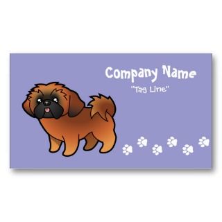 Cartoon Shih Tzu (red puppy cut) business cards by SugarVsSpice