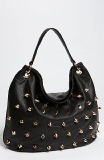 Deux Lux Empire Black Hobo Handbag Purse Gold Spike Ivory Stud McQueen