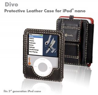 Macally Divo Brown Leather Case Neck Wrist Lanyards for iPod Nano 3rd