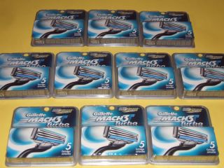 50 Gillette Mach 3 Mach3 Turbo Razor Blades Cartridges Free Priority