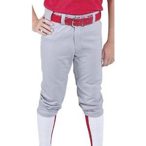 Gray Premium Baseball Pants Rawlings Youth M Medium Belted Short Leg