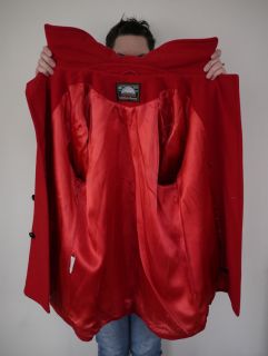Vintage MACKINTOSH 100% Wool Bright Red Navy Peacoat Womens Pea Coat