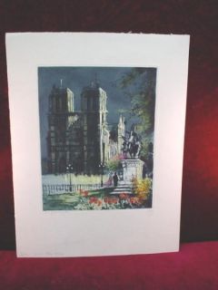 Lithographs HAND ACCENTED Artist Signed GREY France PARIS Notre Dame
