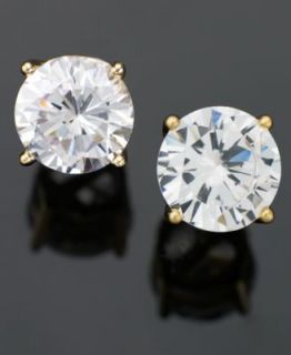 Brilliant 18k Gold over Sterling Silver Earrings, Cubic Zirconia (4