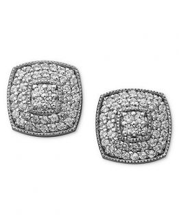 Diamond Earrings, 14k White Gold Diamond Square Stud (1/2 ct. t.w