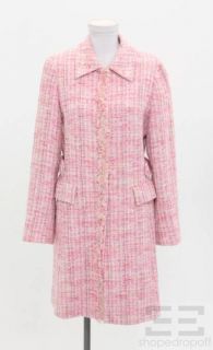 Missoni Pink Tweed Long Jacket Size US 10