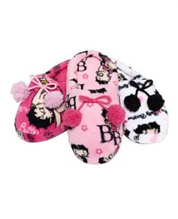 Betty Boop Slippers, Super Plush Clogs with Pom Poms