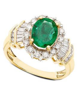 14k Gold Ring, Emerald (1 1/5 ct. t.w.) and Diamond (5/8 ct. t.w