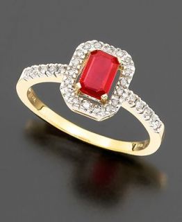 14k Gold Emerald Cut Ruby & Diamond Ring (7/8 ct. t.w.)