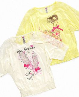 Beautees Kids Shirt, Girls Smocked Lace Top   Kids Girls 7 16