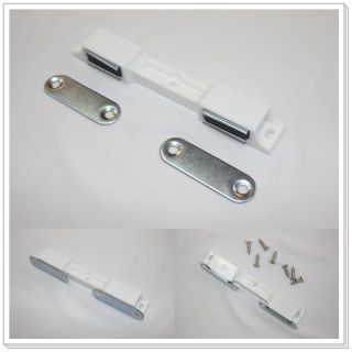 WHITE Magnetic Double Dual Furniture Door Catch Latch Cabinet Hardware