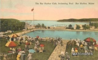 HAND COLORED BAR HARBOR, MAINE Bar Harbor Club Swimming Pool ALBERTYPE