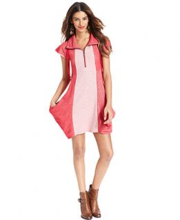 Kensie Dress, Short Sleeve Colorblocked Terry Knit   Womens Dresses