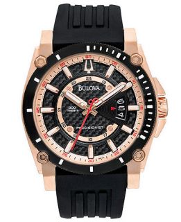 Bulova Watch, Mens Precisionist Black Silicone Strap 47mm 98B152
