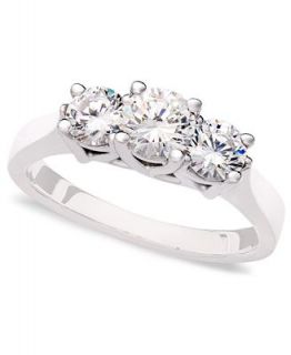 Diamond Ring, 18k White Gold Diamond Three Stone Engagement (1 ct. t.w