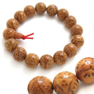 Meditate 15 Old Dragon Eye Bodhi Seed Prayer Beads Wrist Mala Bracelet
